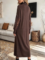 Vintage Elegant Cotton Patchwork Sheer Lace Dress