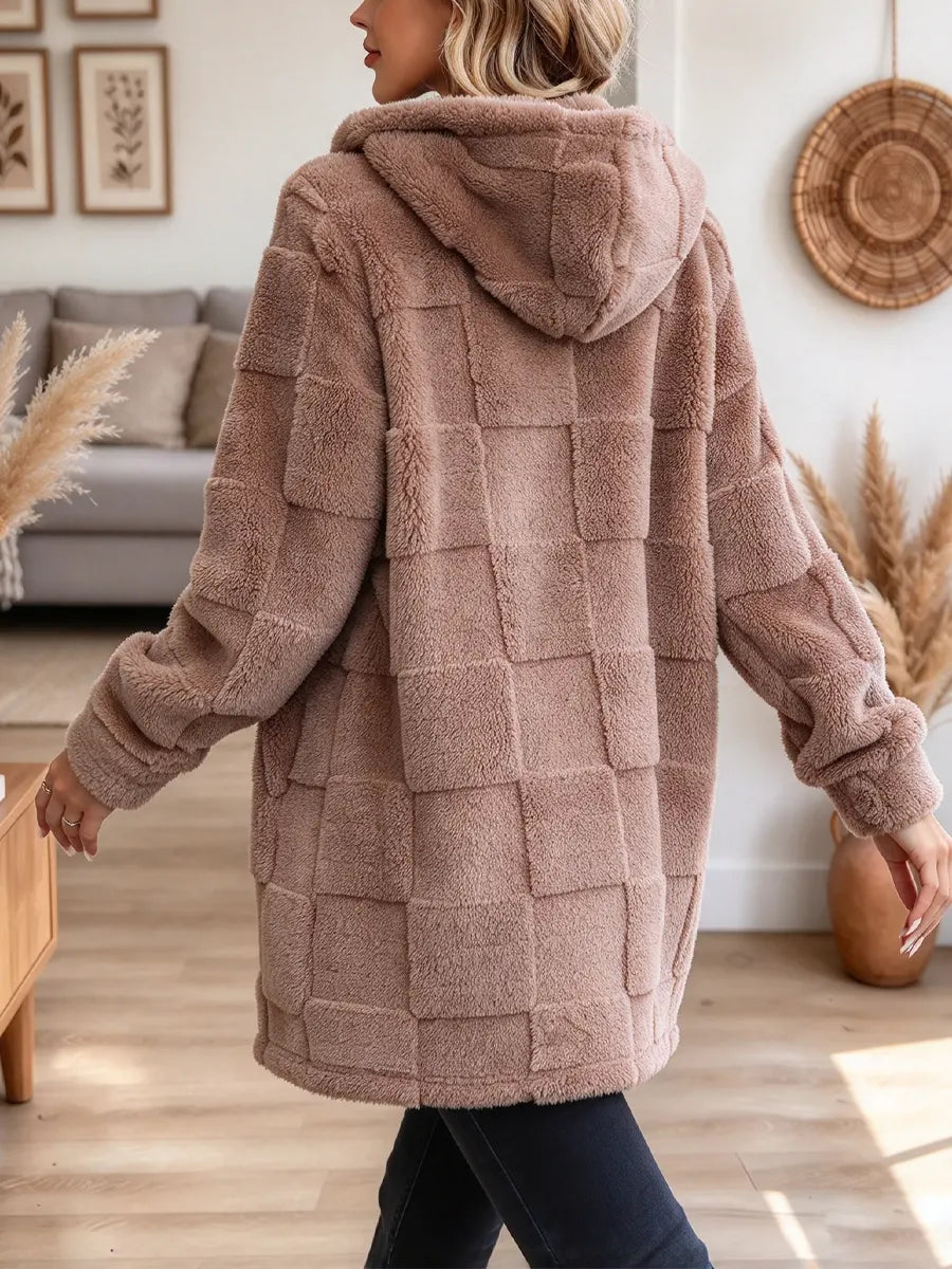 Retro Chic Hooded Fleece Art Casual Stylish Long Sleeve Cardigan Coat