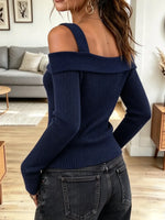 Vintage Chic Off-shoulder Knitted Art Casual Stylish Long Sleeve Sweater