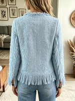 Women's Double-Breasted Fringe Tweed Jacket