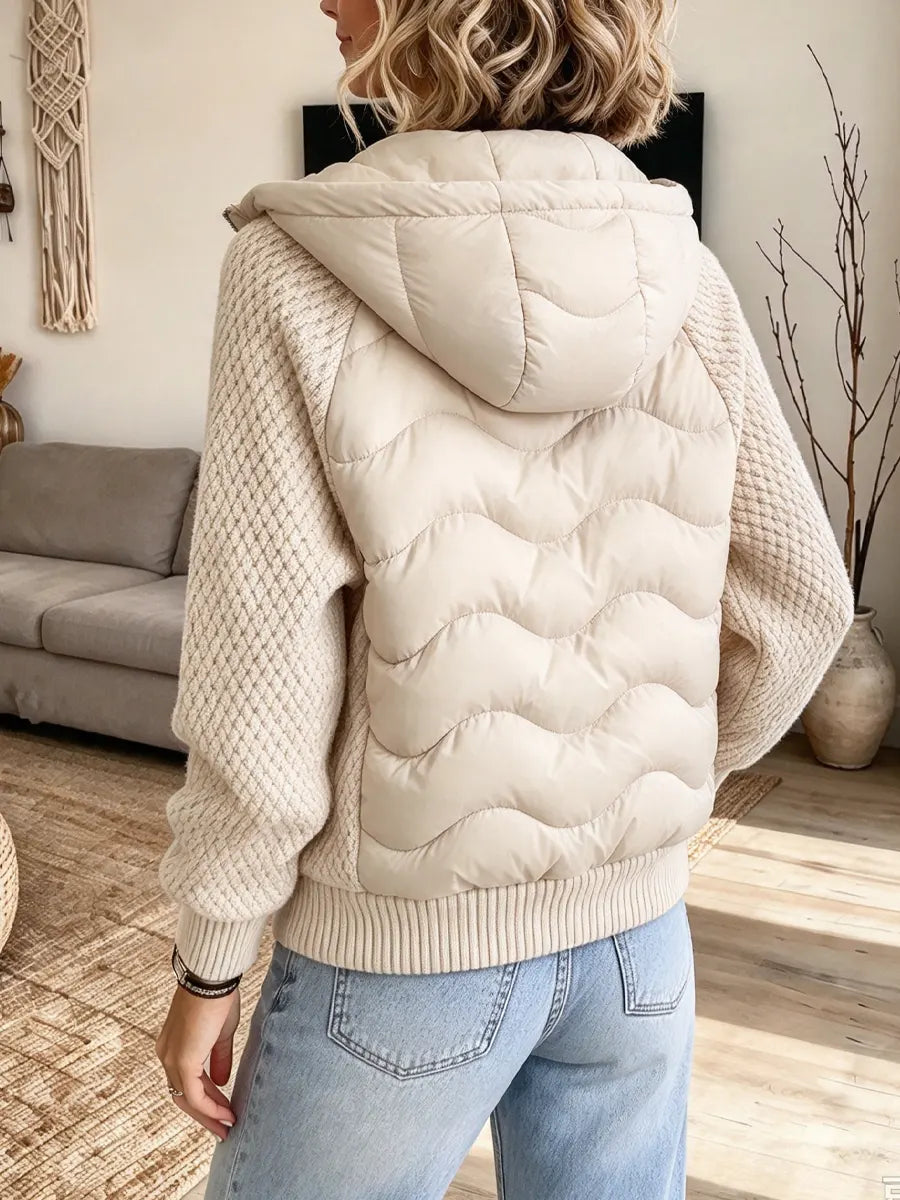 Retro Cozy Hooded Patchwork Art Casual Stylish Long Sleeve Quilted Jacket