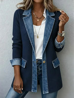 Retro Patchwork Art Casual Stylish Lapel Long Sleeve Coat