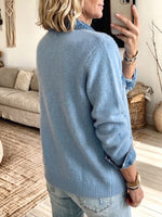 Vintage Elegant Denim Patchwork Sweater