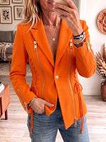 Women's Vibrant Orange Lace-Up Corset Blazer