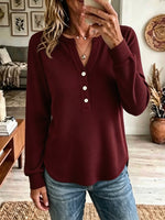 Women's Waffle Knit Henley Top