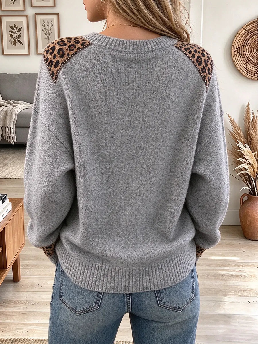 Women's Cute Duck With Leopard Print Sweater