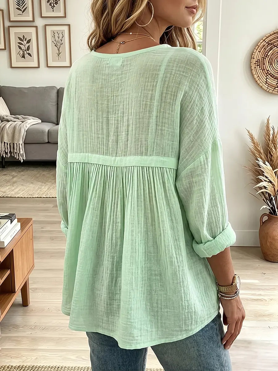 Vintage Elegant Button Cotton Linen Shirt