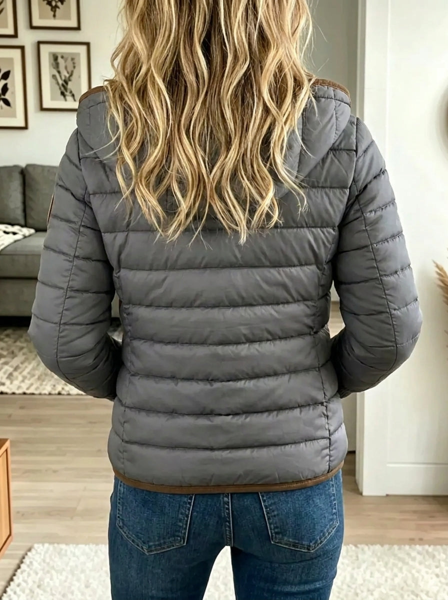 Women's Colorblock Contrast Pocket Lightweight Puffer Jacket