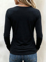 Women Round Neck Butterfly Leopard Patchwork Long Sleeve Slim Fit Casual Tee Top