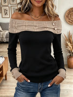 Women's Off-the-Shoulder Cable Knit Sweater