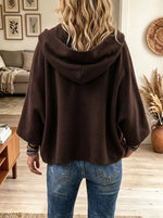 Women's Faux Fur Pocket Hooded Woolen Cape