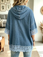 Women's Lace Denim Hoodie