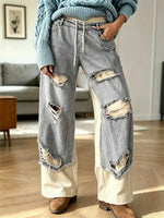 Vintage Denim Patchwork Art Casual Stylish Pants