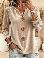 Women's Velvet Button Front Top
