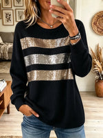 Women's Striped Sequin Sweater