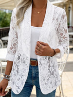 Retro Elegant Floral Lace Hollow Art Casual Stylish Long Sleeve Coat