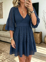 Women's Floral Lace V-Neck Mini Dress