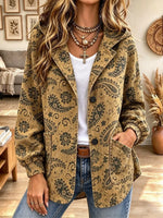 Women's Vintage Paisley Floral Print Hooded Jacket