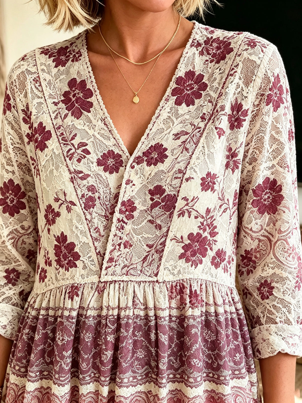 Women's Floral Print V-Neck Maxi Dress