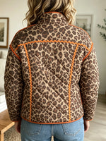 Women's Quilted Leopard Jacket with Ric-Rac Trim