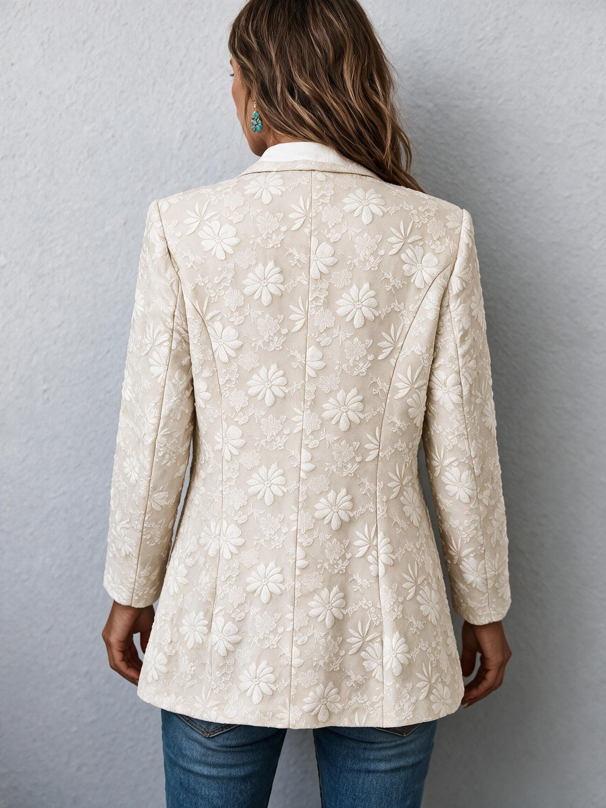 Women's Elegant Floral Embroidered Blazer