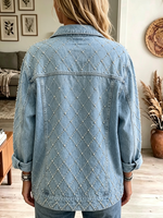 Women's Diamond Pearl Studded Denim Jacket