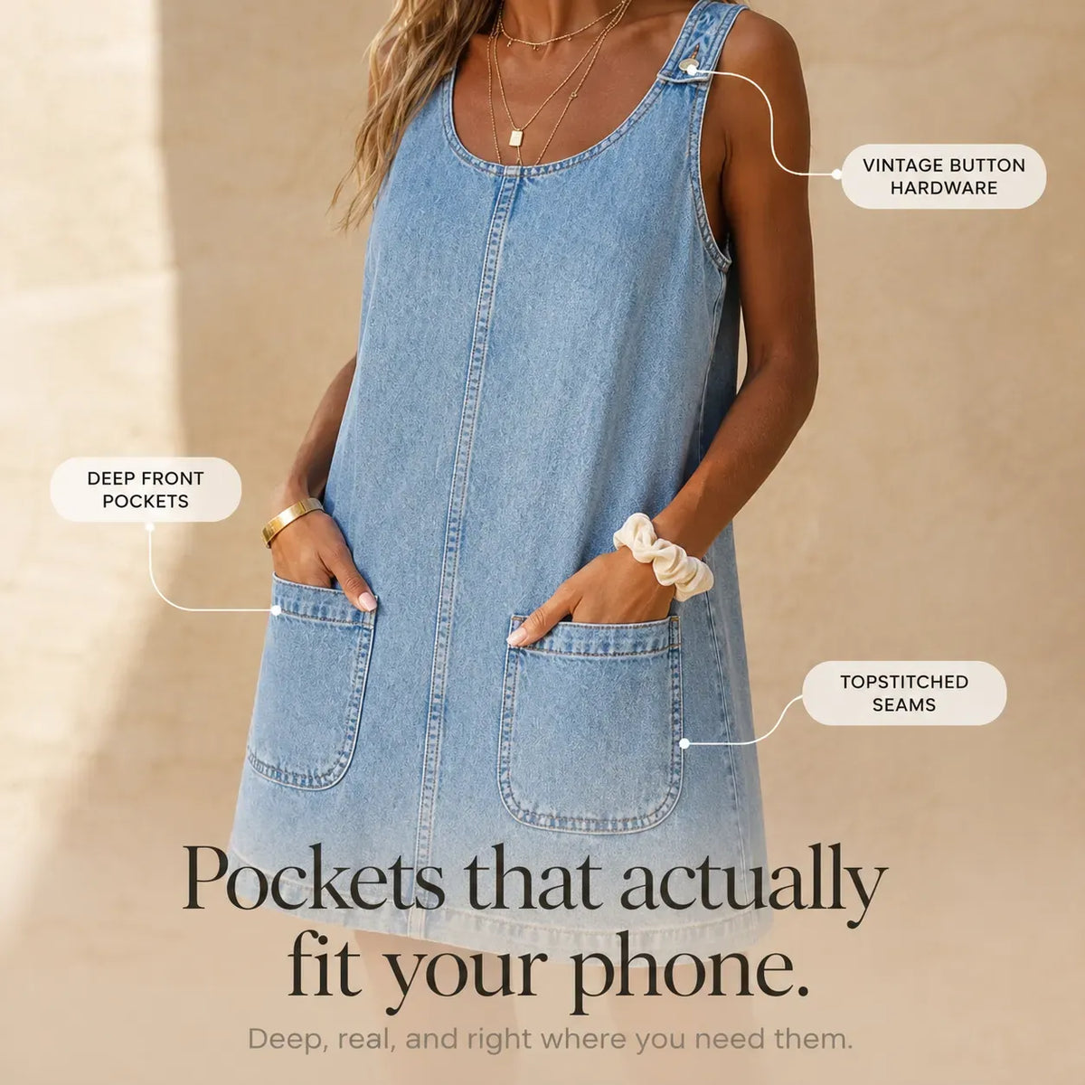 Women's Pocket Denim Overall Dress
