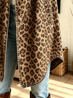 Women's Open-Front Leopard Print Trench Coat
