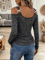 Women's Cold-Shoulder Metal Ring Top