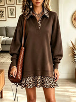 Women's Leopard Contrast Trim Mini Dress