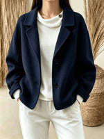 Women's Notched Lapel Single-Breasted Fleece Coat