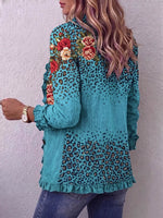 Vintage Elegant Pattern Patchwork Ruffled Jacket