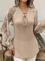 Retro Elegant Lace Floral Hollow Patchwork Long Sleeve Casual Stylish Shirt