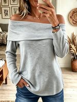 Women's Off-the-Shoulder Foldover Knit Sweater