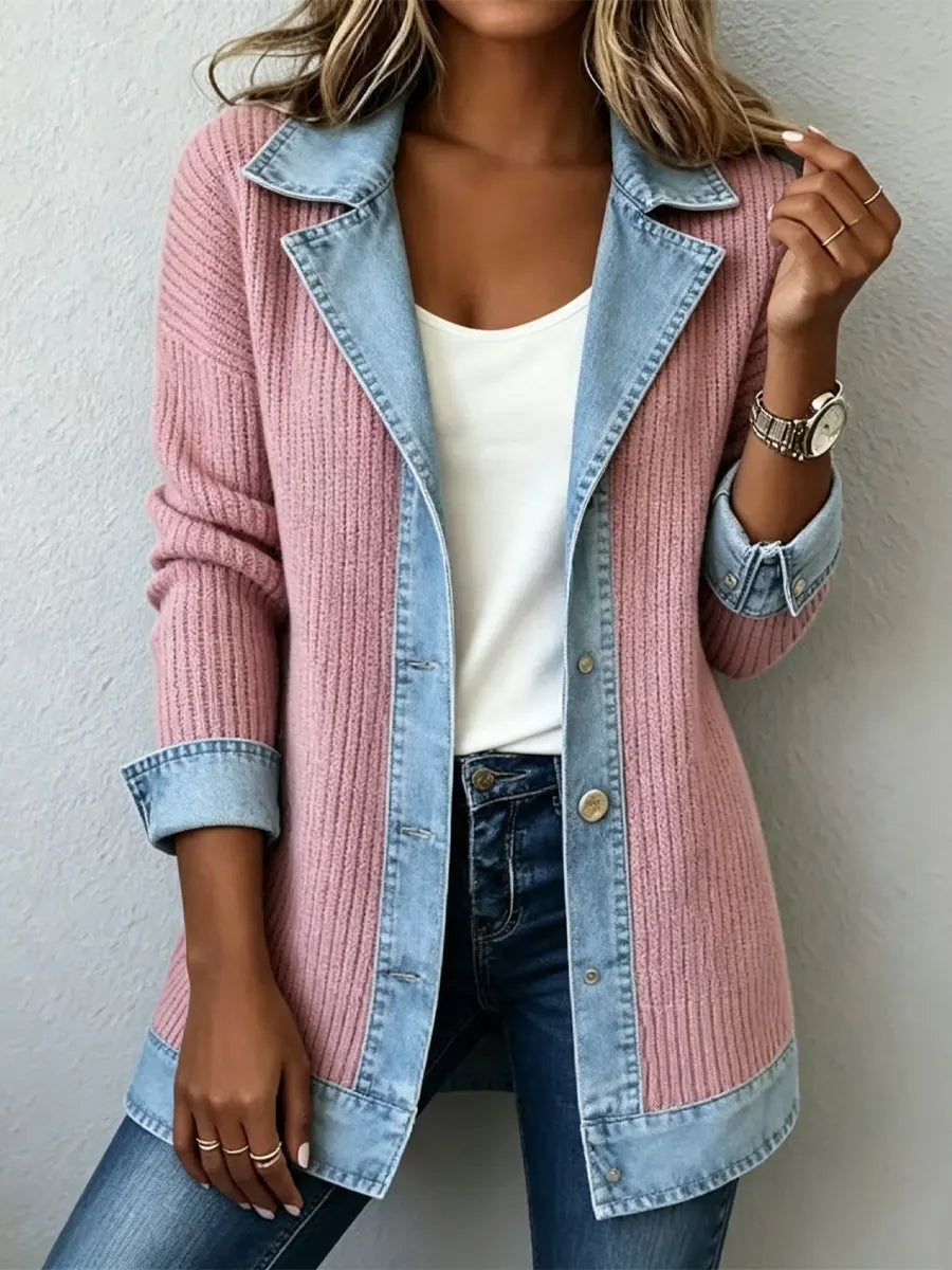Retro Patchwork Art Casual Stylish Lapel Long Sleeve Coat