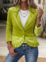 Vintage Elegant Velvet Patchwork Satin Ruffled Jacket