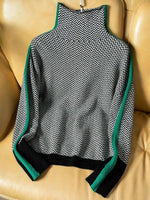Cozy Herringbone Mock Neck Sweater