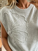 Women's Floral Line Art Knit Sweater Vest