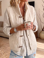 Stand Collar Diamond Knit Toggle Button Sleeveless Vest