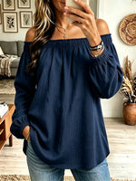 Women's Off-the-Shoulder Crinkle Cotton Babydoll Blouse