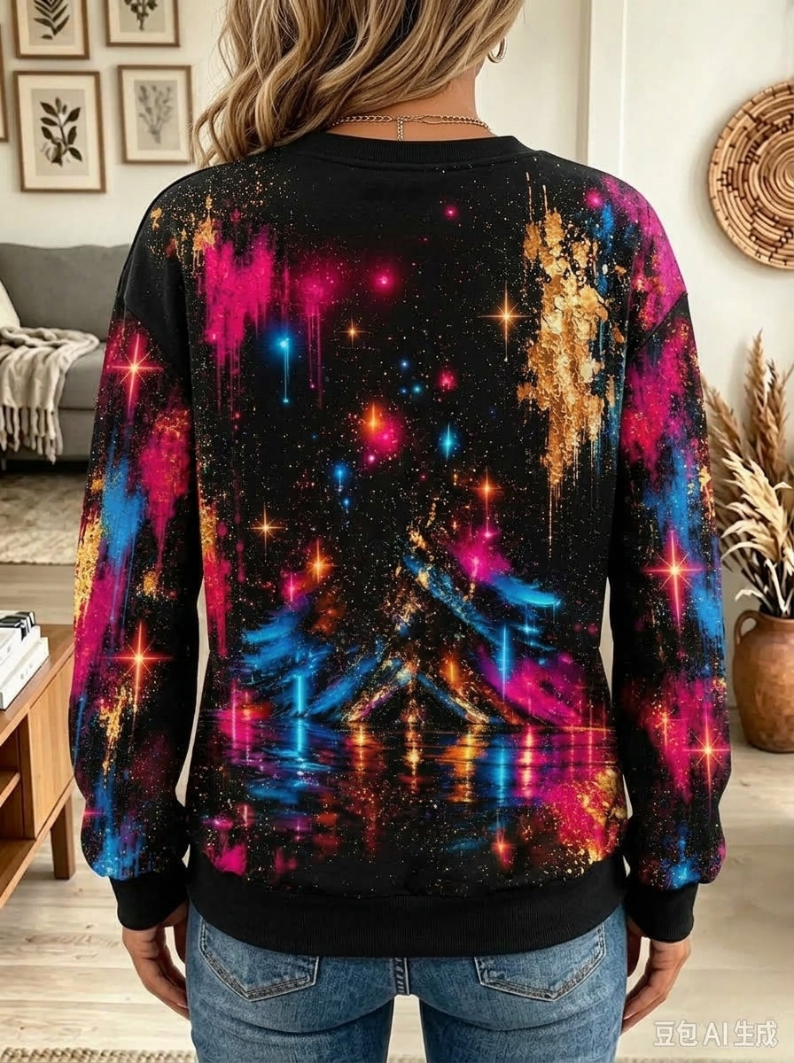 Merry & Bright Neon Christmas Tree Graphic Sweatshirt