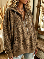 Women's Half-Zip Leopard Print Sweatshirt