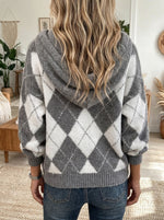 Women's Argyle Pattern Hooded Sweater