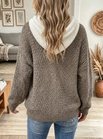 Women's Two-Tone Tassel Drawstring Knit Hoodie