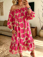 Women's Off-the-Shoulder Floral Printed Midi Dress