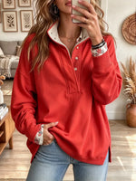 Women's Half Button Stand Collar Sweatshirt