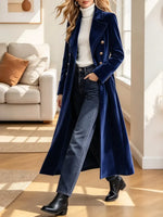Retro Chic Art Velvet Casual Stylish Lapel Button Long Sleeve Coat