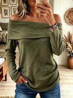 Women's Off-the-Shoulder Foldover Knit Sweater