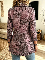 Women's Dusty Pink Leopard Ruffle Blazer Jacket