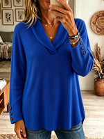 Women's Ribbed Shawl Collar Long Sleeve Top